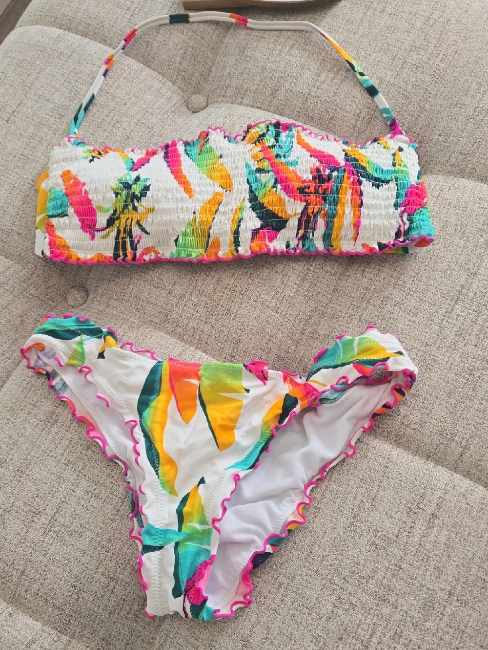 Hula Honey White Tropical Print Bikini - Picture 2 of 14